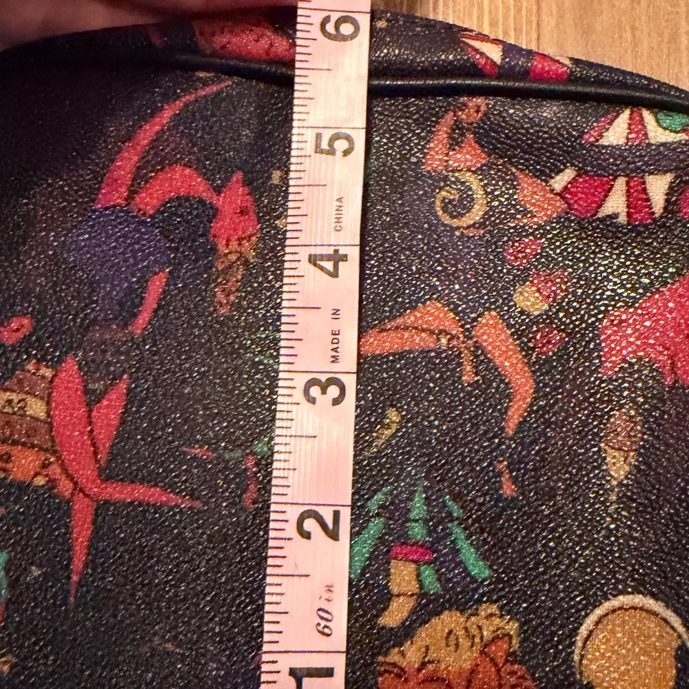 Piero Guidi Magic Circus print crossbody bag embossed fabric with leather trim